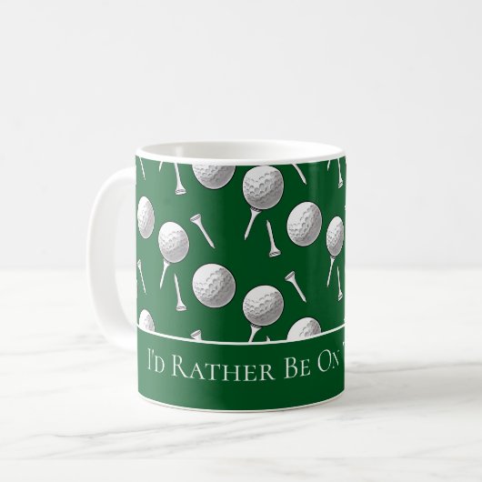 Mug Fun Green Golf Balls and Tees Custom Message (Devant gauche)