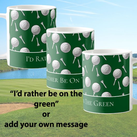 Mug Fun Green Golf Balls and Tees Custom Message