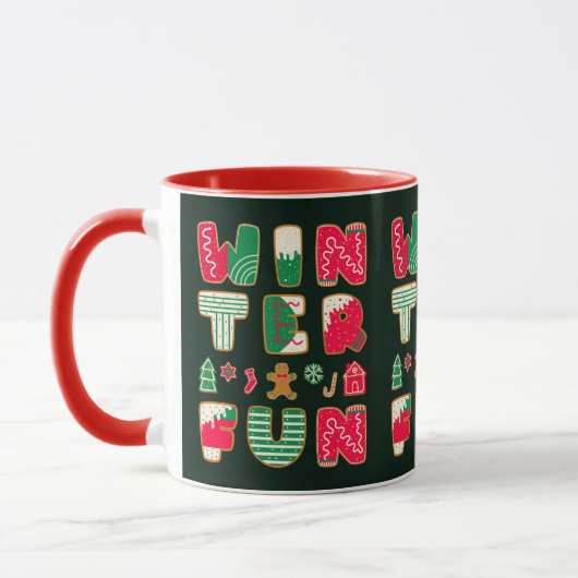 Mug Fun hiver Cookies de Noël Rouge Vert Vacances (Gauche)
