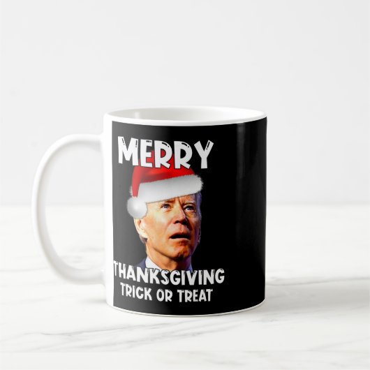 Mug Fun Joe Biden Santa Hat Joyeux Thanksgiving Christ (Gauche)