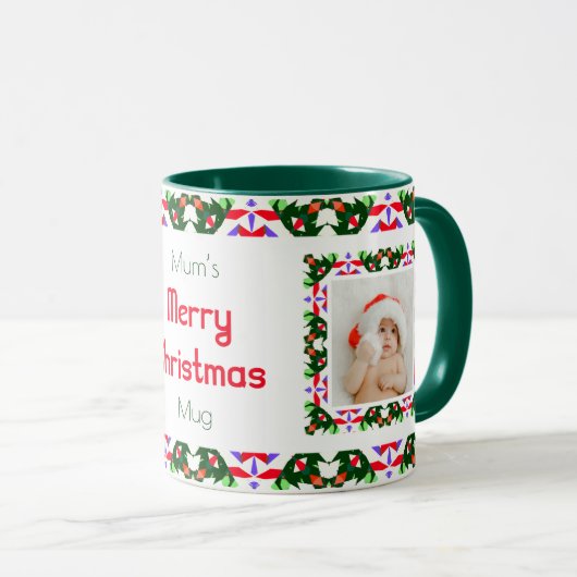 Mug Fun Jolly Noël Vert Motif Photo Tea (Devant droit)