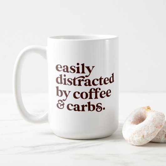 Mug Fun Moderne Café Lover Carbs Lover Lettres Brown (Avec donut)