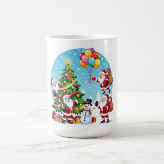 Mug **« Fun Noël Multi-Santa – Transparence de dessin (Centre)