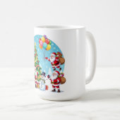 Mug **« Fun Noël Multi-Santa – Transparence de dessin (Devant droit)