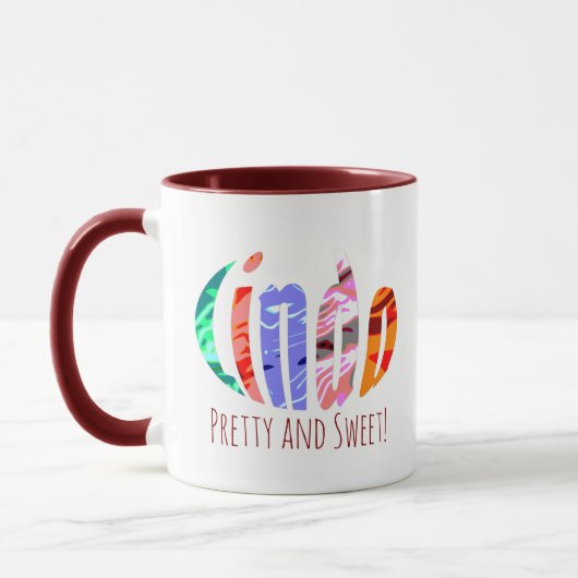 Mug Fun Oval Abstract Colored Linda Name, Personalized (Gauche)