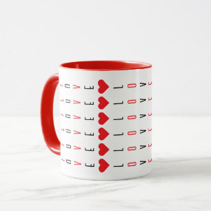 Mug Fun personnalisé Black, Red Love et Motif de coeur
