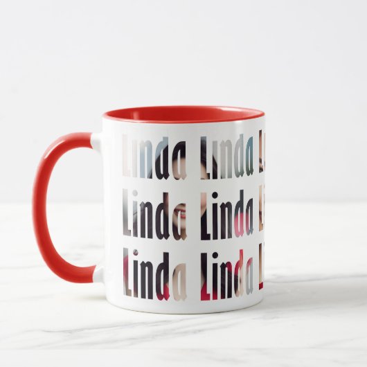 Mug Fun Personnalisé "Linda" Nom, Arrière - plan 3-Pho (Gauche)