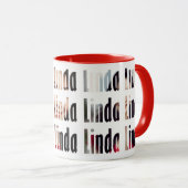 Mug Fun Personnalisé "Linda" Nom, Arrière - plan 3-Pho (Devant droit)