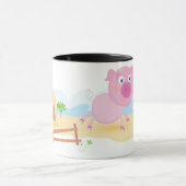 Mug Fun Pig sur ferme avec grange et clôture (Centre)