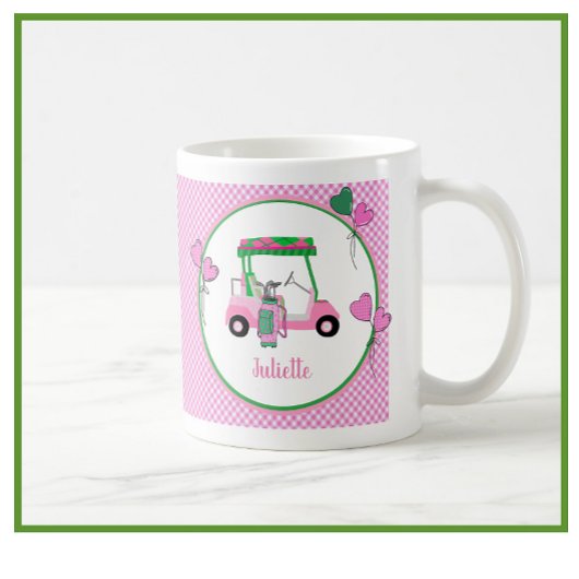 Mug Fun Pink & Green Golf Thème Personnalisé