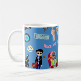 Mug Fun Rock and Roll Oldies Cartoon Motif mignon