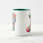 Mug Fun Rose et Vert Noël Stocker personnalisable (Centre)