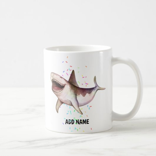 Mug Fun SHARK cadeau illustré Ajouter Nom aquarelle (Droite)