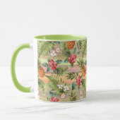 Mug Fun Tropical Pineappy Fruit Floral Stripe Motif (Gauche)