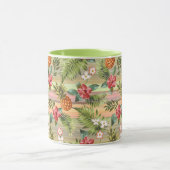 Mug Fun Tropical Pineappy Fruit Floral Stripe Motif (Centre)