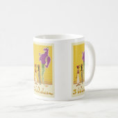 Mug Fun violet avec Génie Cartoon Jaune Trois Voeux (Devant droit)