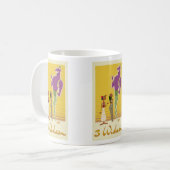Mug Fun violet avec Génie Cartoon Jaune Trois Voeux (Devant gauche)
