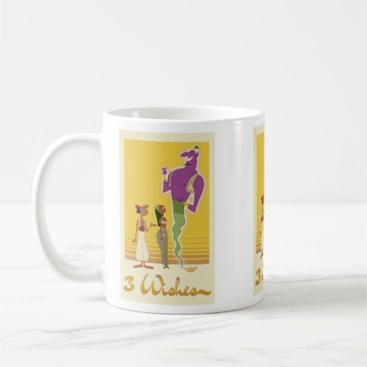 Mug Fun violet avec Génie Cartoon Jaune Trois Voeux (Gauche)