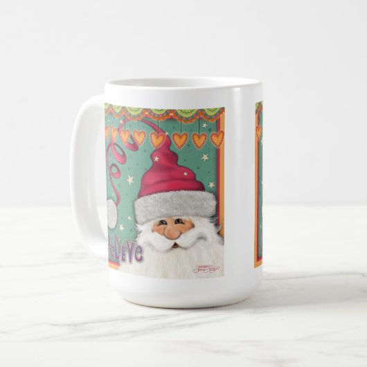 Mug Fun Whimsical Père Noël Girly Pink Croire (Devant gauche)