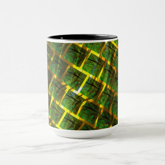 Mug Fundo com imagem verde sob grade dourada ? (Centre)