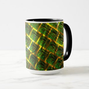 Mug Fundo com imagem verde sob grade dourada ?