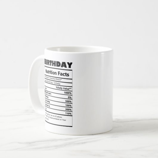 Mug Funky Birthday Nutrition Facts Carte postale (Devant gauche)