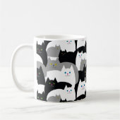 Mug Funky Black Grey et blanc Kitty Motif de chat (Gauche)