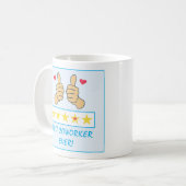 Mug Funky Blue Thumbs Up Best Coworker Jamais (Devant gauche)