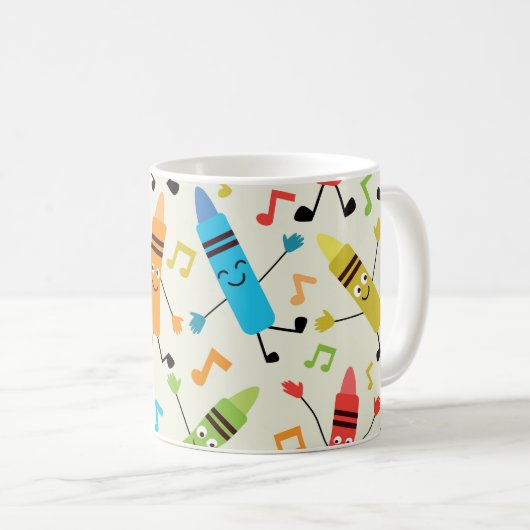 Mug Funky Dancing Crayons with Music Notes Professeur (Devant droit)