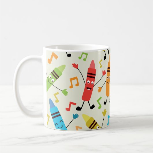 Mug Funky Dancing Crayons with Music Notes Professeur (Gauche)