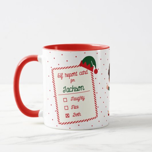 Mug Funky Elf Report Custom Photo Holiday (Gauche)