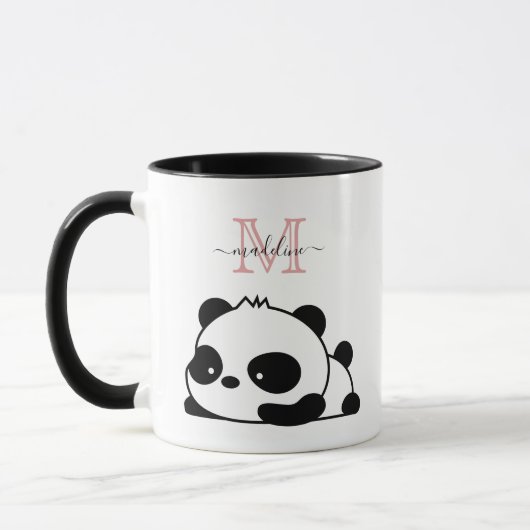 Mug Funky Panda Moderne Pink Monogramme (Gauche)