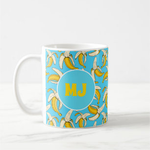 Mug Funky Tropical Banana Motif Monogramme Fruit Impri