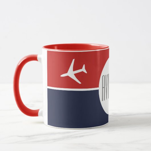 Mug Funky White Plane Avion Pilote (Gauche)