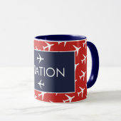 Mug Funky White Plane Avion Pilote (Devant droit)