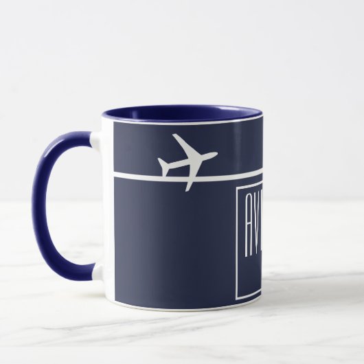 Mug Funky White Plane Avion Pilote (Gauche)
