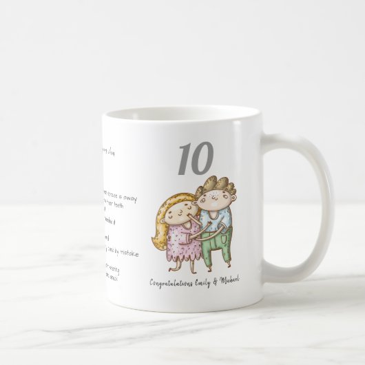 Mug FUNNY 10e anniversaire de Mariage Couple Customisé (Droite)