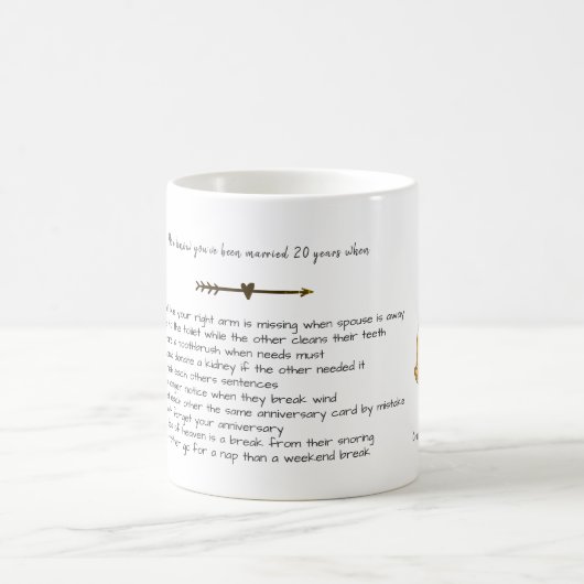 Mug FUNNY 20e anniversaire de Mariage Couple Customisé (Centre)