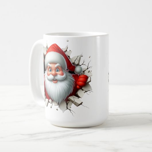 Mug Funny 3D Santa Claus Christmas Holiday Design (Devant gauche)