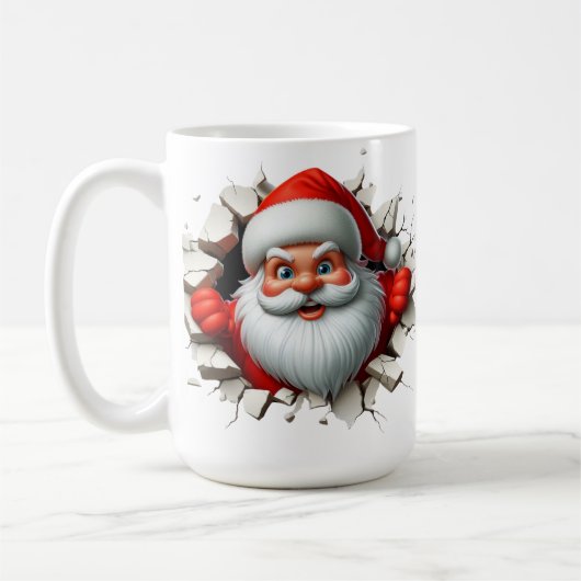 Mug Funny 3D Santa Claus Christmas Holiday Design (Gauche)