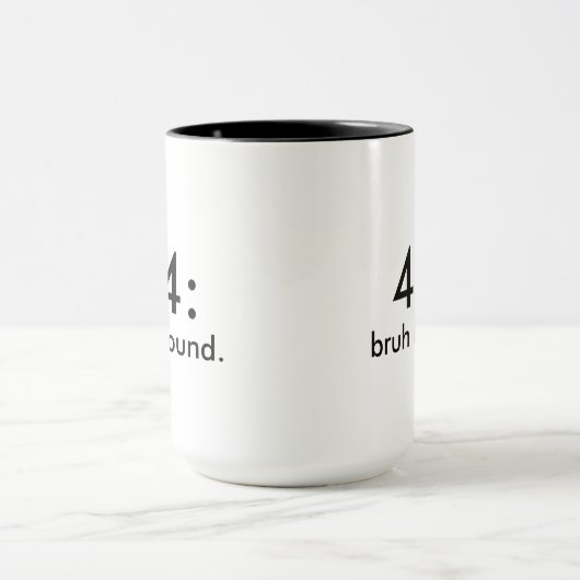 Mug Funny 400 : bruh introuvable. Café blanc minimalis (Centre)