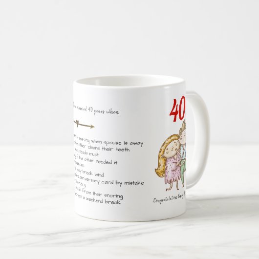 Mug FUNNY 40e anniversaire de Mariage Ruby Customisé (Devant droit)