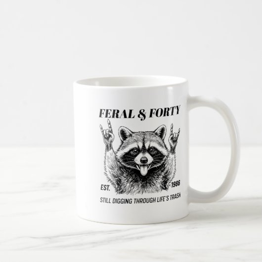 Mug Funny 40th Birthday Est 1986 Feral & Forty Rac (Droite)