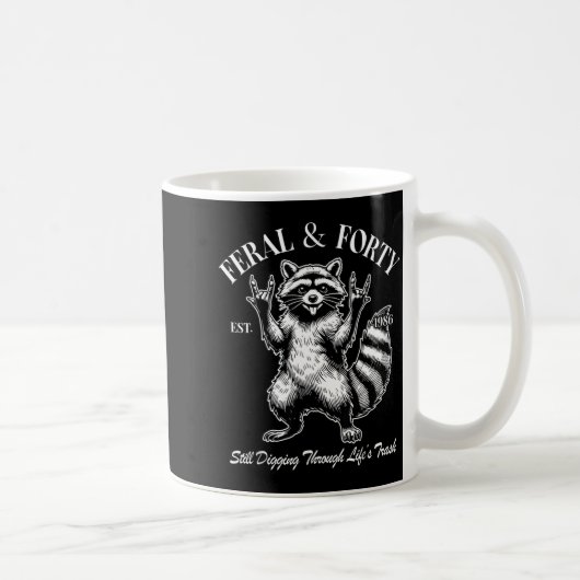Mug Funny 40th Birthday Est 1986 Feral &amp; Forty Rac (Droite)