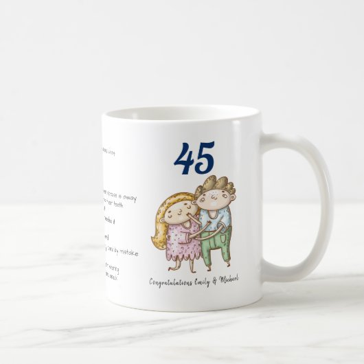 Mug FUNNY 45e anniversaire Mariage Sapphire Customisé (Droite)