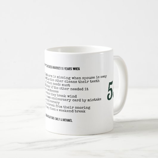 Mug FUNNY 55e anniversaire de Mariage Personnalisé (Devant droit)