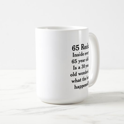 Mug Funny “65 Rocks” Birthday (Devant droit)