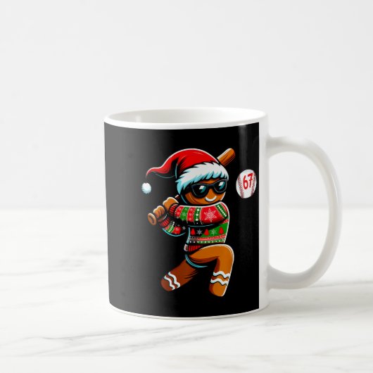 Mug Funny 67 Gingerbread Man Playing Baseball Christma (Droite)