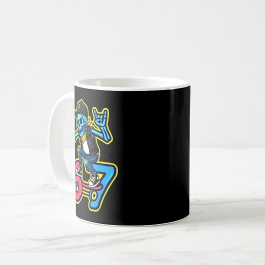 Mug Funny 67 Skeleton Skater Meme Retro Skateboarding (Devant gauche)