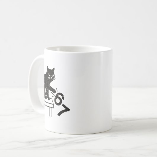 Mug Funny 6 7 Meme Cat Knocking Off 67  (Devant gauche)